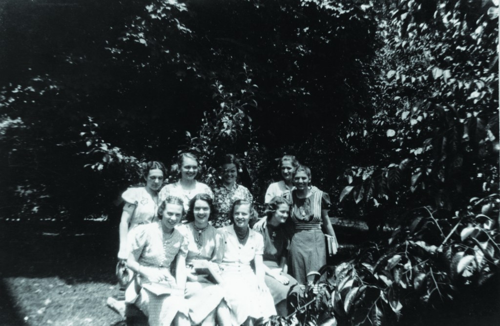 A group of Marshall students posing in an old photo